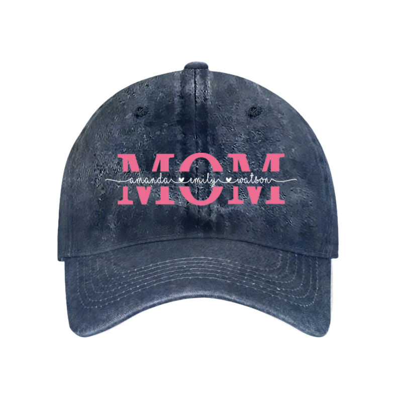 Personalized Hat Pretty MOM Design Pattern with Custom Name Perfect Gift for Mother