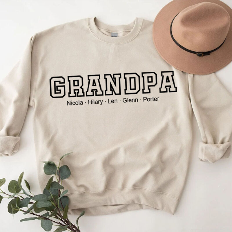 Personalized Sweatshirt Custom Embroidered Optional Appellation and Names Great Gift for Family