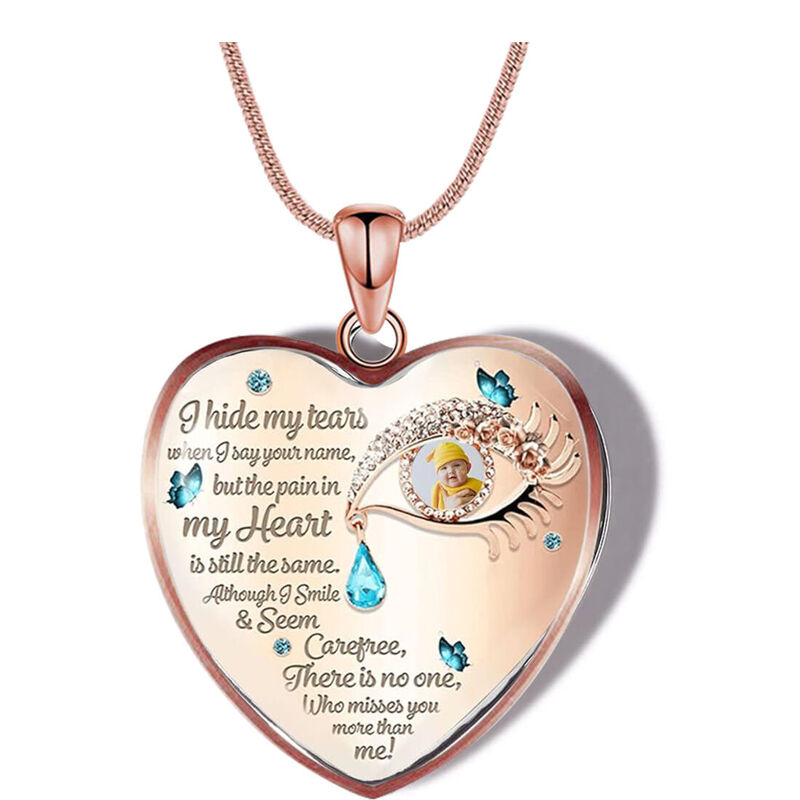 Personalized I Hide My Tears Memorial Photo Necklace