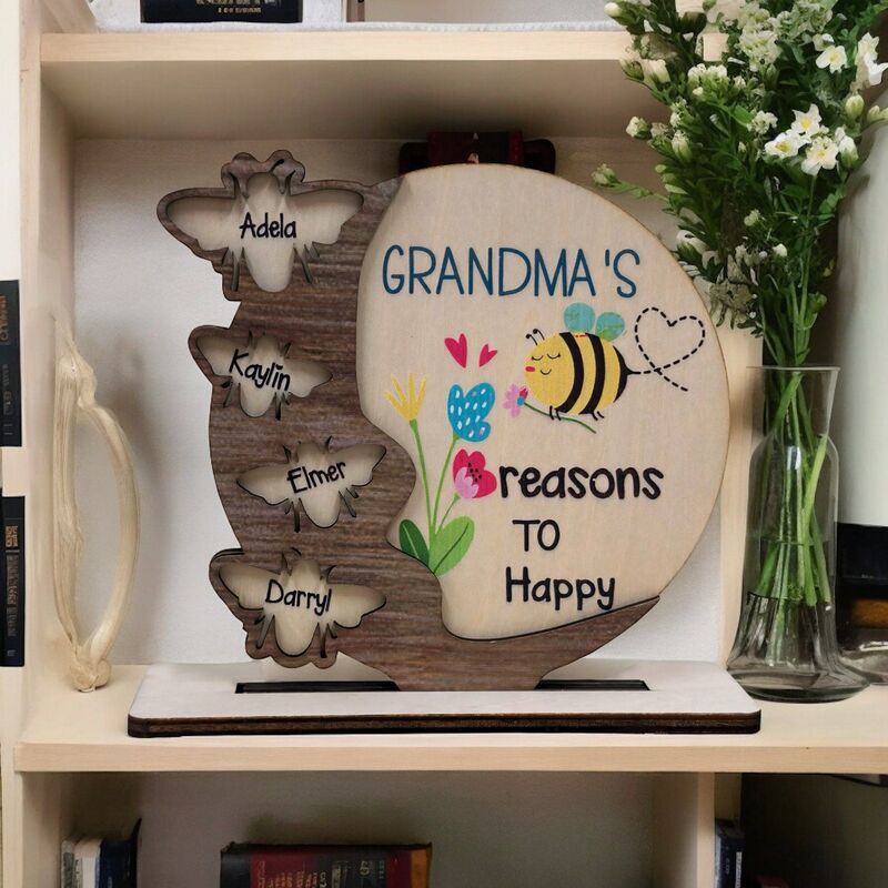 Personalized Name Frame with Bee Pattern Cute Present for Mother's Day