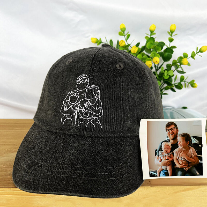 Sombrero personalizado bordado personalizado diseño de línea de foto familiar gran regalo para queridos padres