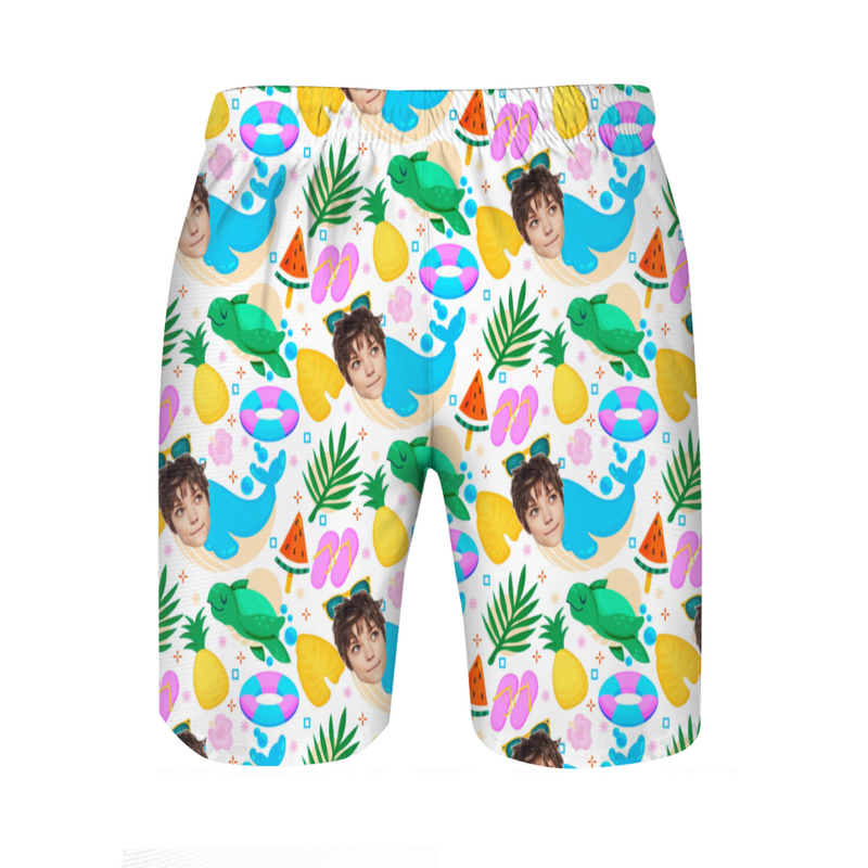 Shorts de plage Photo personnalisée  pour homme avec motif tortue Cadeau à la mode pour papa