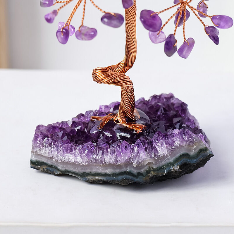 Amethyst Baum Buntes Geld Baum Reiki Healing Handmade Crystal Flower Tree für Mama
