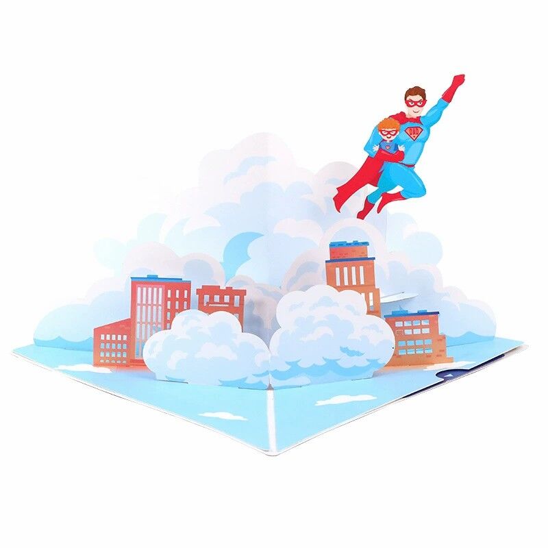3D Pop Up-kort Super Dad Cool Superman Design Attraktiv present till fars dag