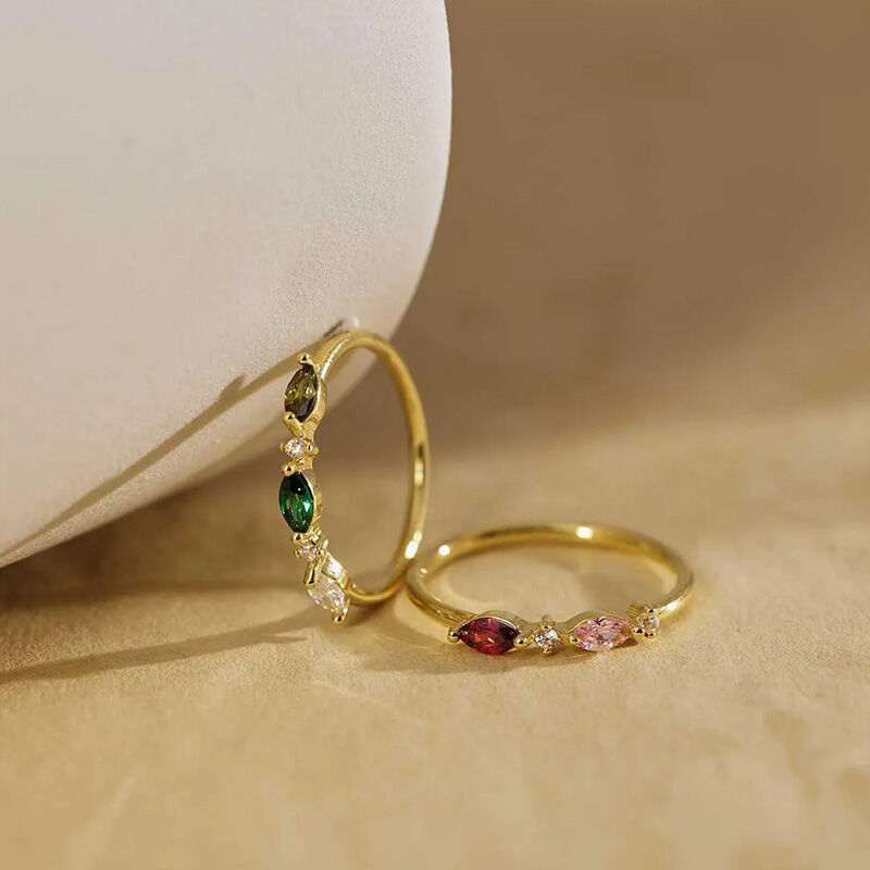 Gepersonaliseerde Verjaardagsteen Ring Eenvoudig Cadeau voor Moederdag