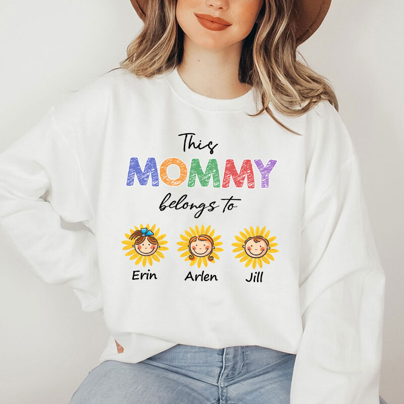 Personalized Sweatshirt This Mom Belongs To Kids Custom Sunflower Design Perfect Mother's Day Gift