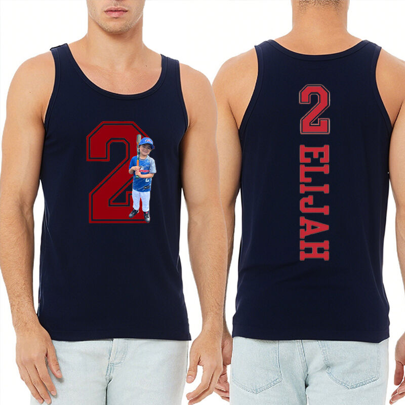 Personalized Tank Top Custom Photo with Your Number and Name Design Unique Gift for Sports Lovers