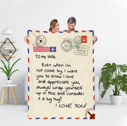 "A Big Hug" Personalized Love Letter Blanket to My Wife from Your Husband