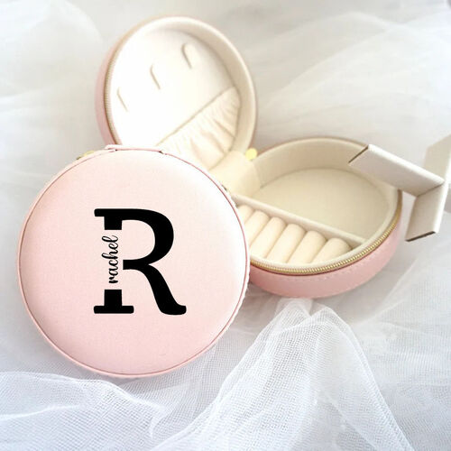 Personalized Jewelry Box Round Custom Name and Initials for Sister