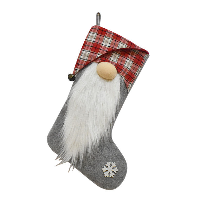 Personalized Plaid Santa Beard Custom Name Christmas Stockings