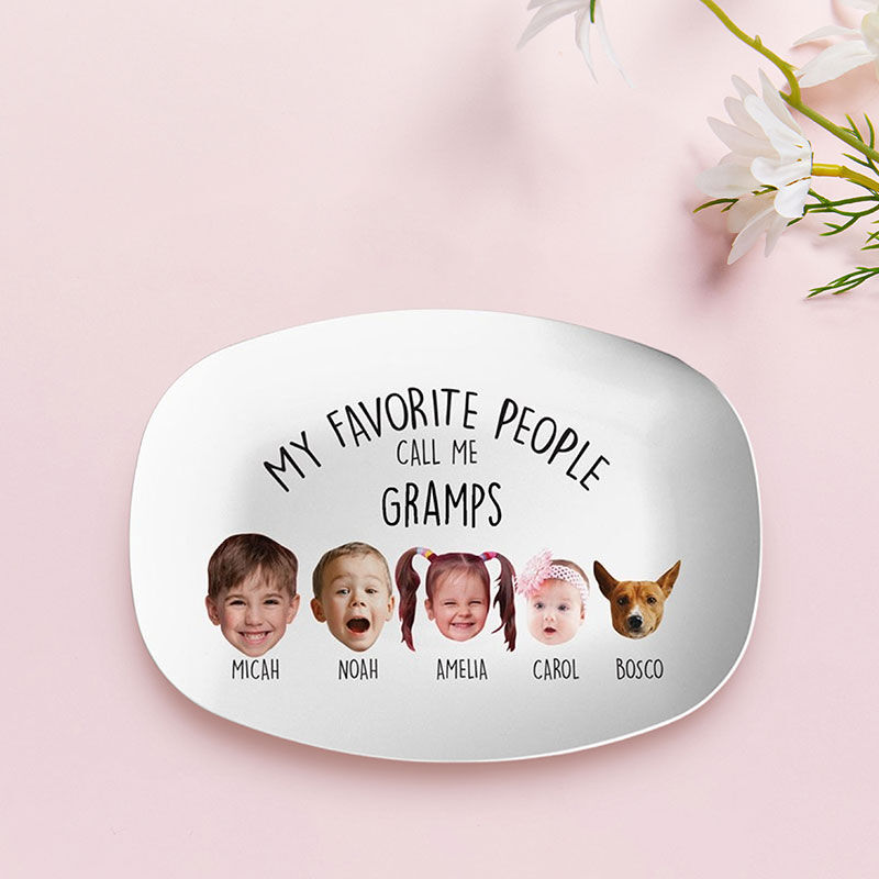 Custom Name and Photo Plate Warm Gift for Grandpa "My Favorite People Call Me Gramps"