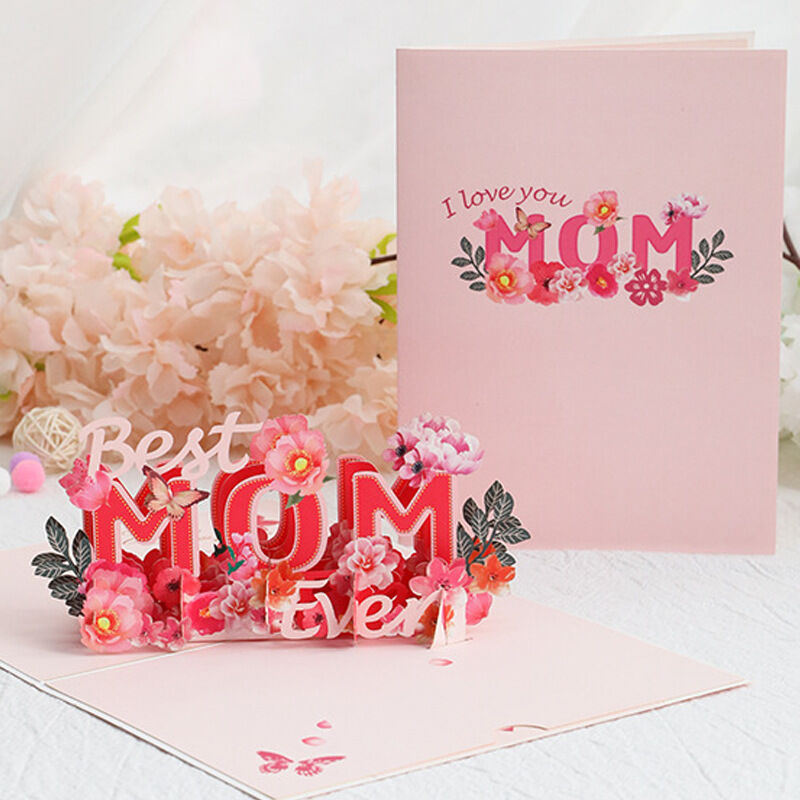3D Hollow Pop Up Karte "Best Mom Ever "zum Muttertag
