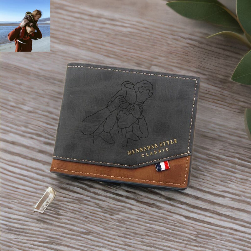 Personalized Custom Sketch Photo Men's Wallet Father's Day Gift