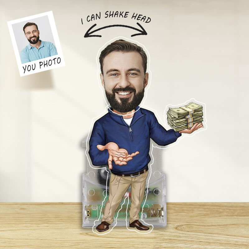 Personligt Bobblehead akrylstativ Rich People Custom Photo Rolig present till vänner