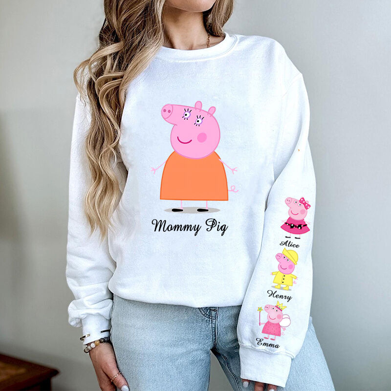 Personalized Sweatshirt Custom Cartoon Pictures Cute Gift for Mother's Day