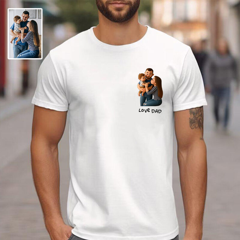 Personalized T-shirt Custom Dad and Kid Photo 3D Cartoon Style Design Perfect Gift for Father's Day