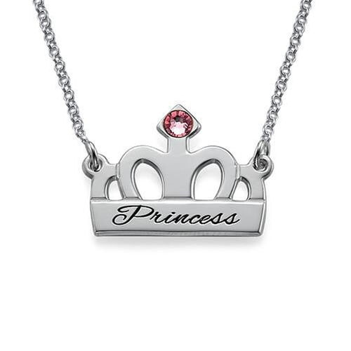 "Love Cannot Go Far" Personalized Queen Necklace With Birthstone