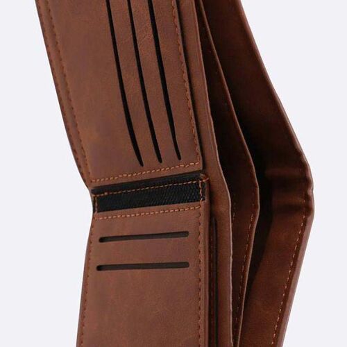 Vintage Men's Wallet With Three Doors In Soft Brown Leather