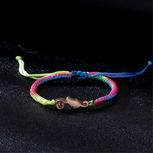 Personalized Colorful Rope Cute Cat Picture Projection Bracelet Sincere Gift