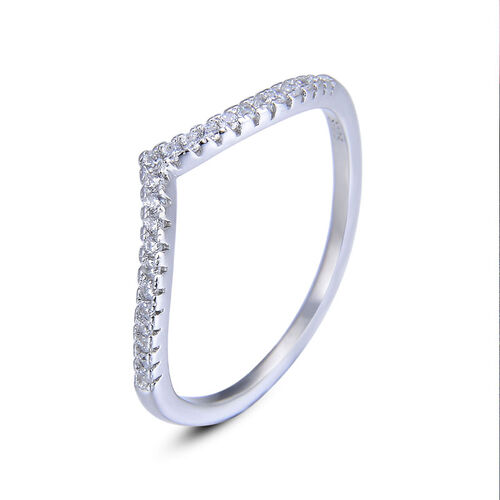 Klassischer V-förmiger Ring Sterling Silber