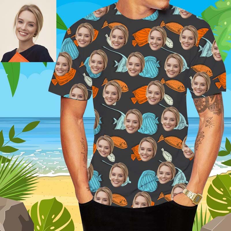 T-shirt hawaïen personnalisé avec poisson coloré