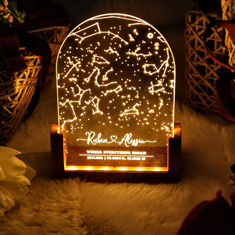 Personalized Star Map Acrylic Lamp Warm Valentine's Day Gift