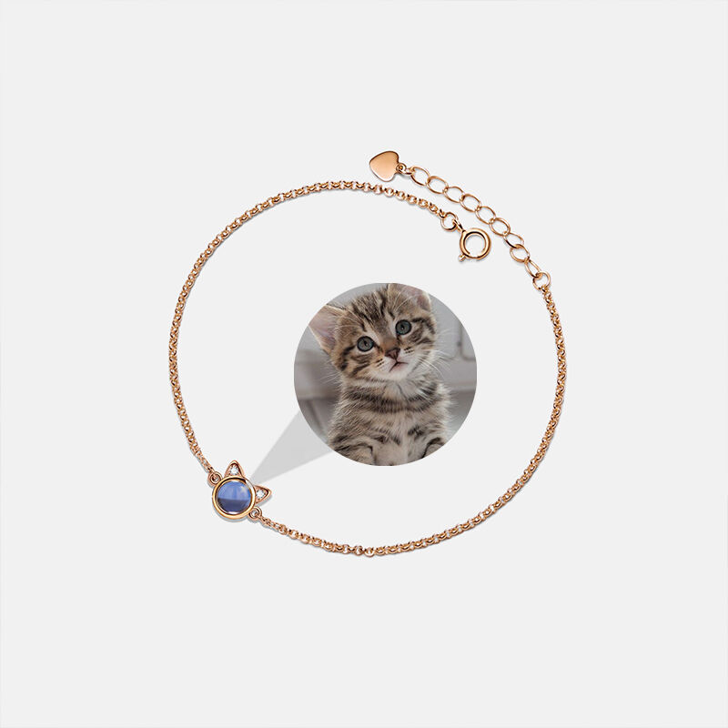 Personalisierte Projektion Foto-Armband mit Katze Anhänger niedliches Geschenk