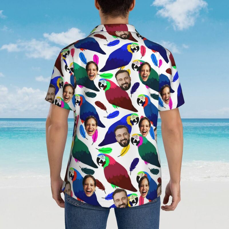 Camisa Hawaiana Personalizada Cara Unisex Tropical Vacaciones Regalo para Pareja