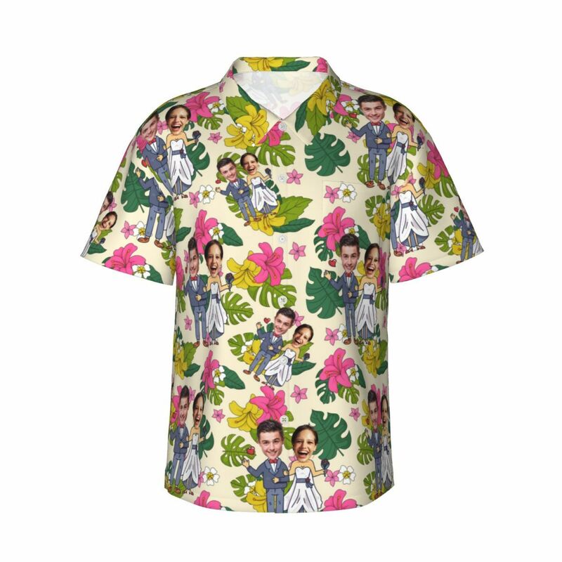 Camicie hawaiane personalizzate con design a fiori, camicia da spiaggia Aloha personalizzata per uomo