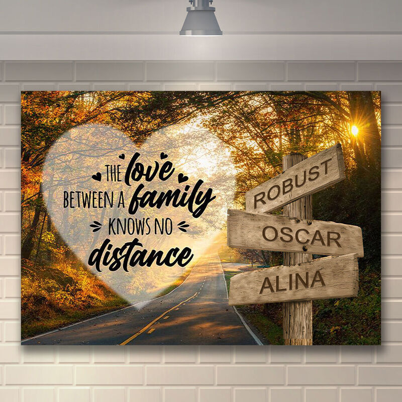 Personalized Name Canvas Wall Art Funny Gift for Family "No Distance"