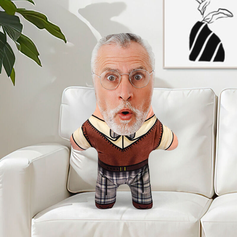 Aangepast gezichtskussen Gentleman's Outfit Idee Fotokussen Cadeau voor opa