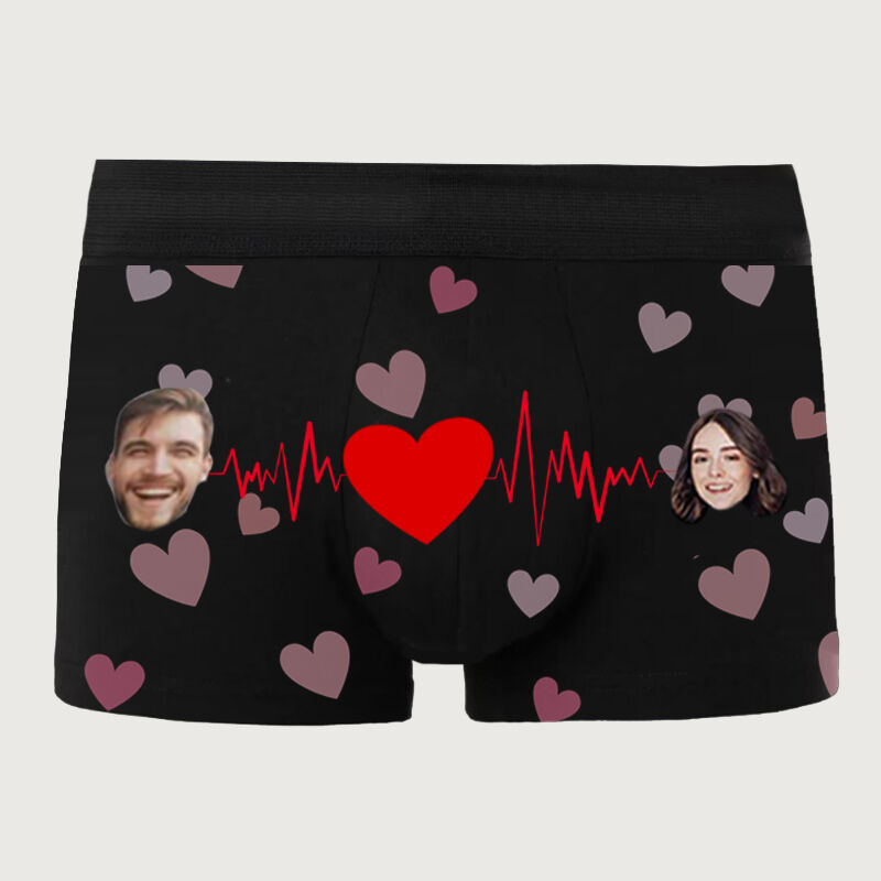 Personalisierte Foto Herrenunterwäsche Boxershorts mit elektrokardiographischem Muster Besonderes Geschenk für Ihn