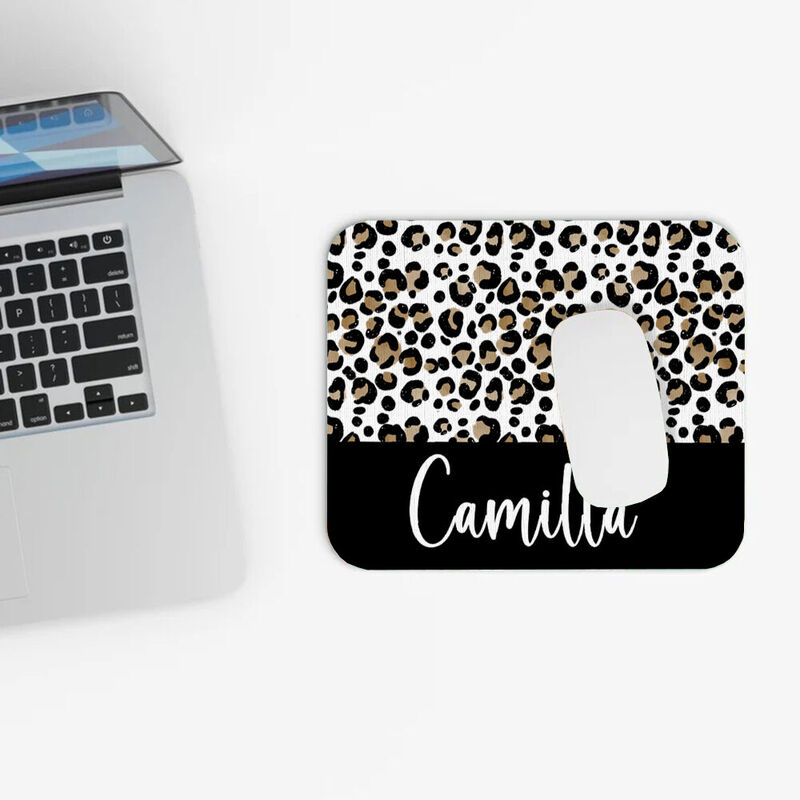 Personalized Name Mouse Pad with Leopard Pattern Cool Gift for Brother