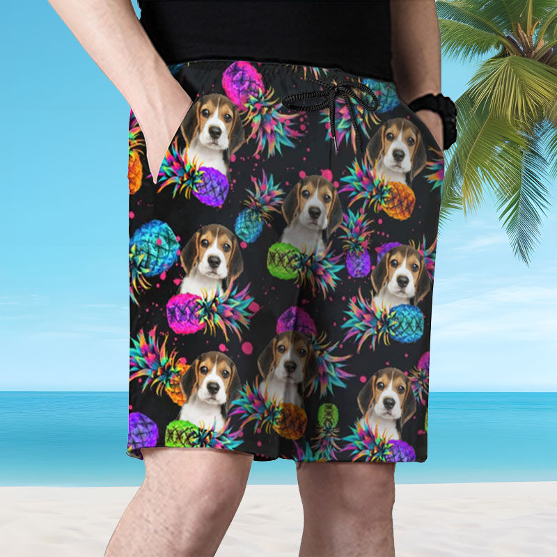 Pantaloncini da spiaggia da uomo personalizzati con foto e motivo ananas colorato Regalo fantastico per lui