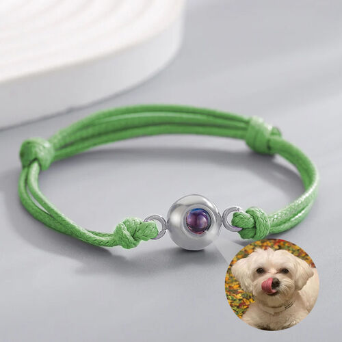 Personalisiertes Foto Armband mit Grüner Schnur