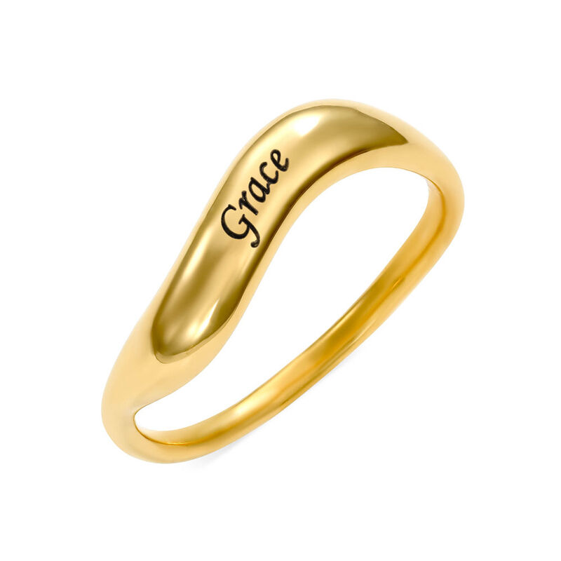 Stackable Wavy Custom Name Ring
