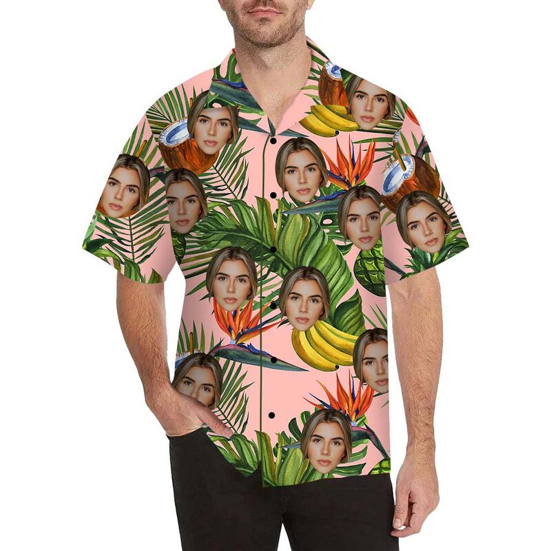 Custom Face Pretty Plants and Fruits Men's All Over Print Hawaiian Shirt