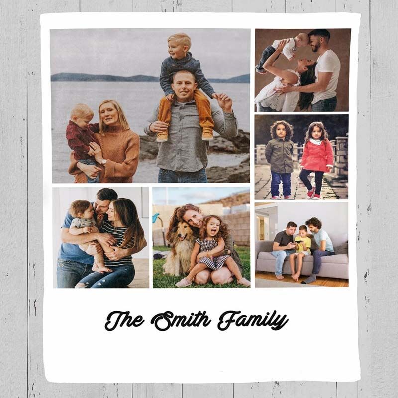 Personalisierte Decke mit Familienfoto und Namen