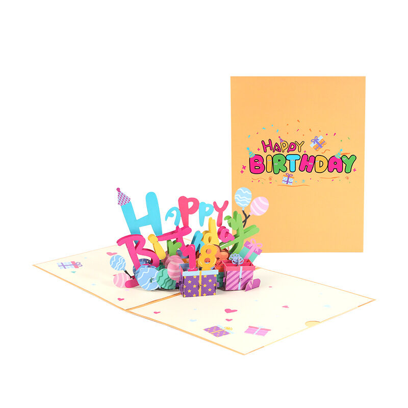 Carte pop-up créative en 3D avec gâteau en papier ciré sculpté à la main pour les vœux d'anniversaire