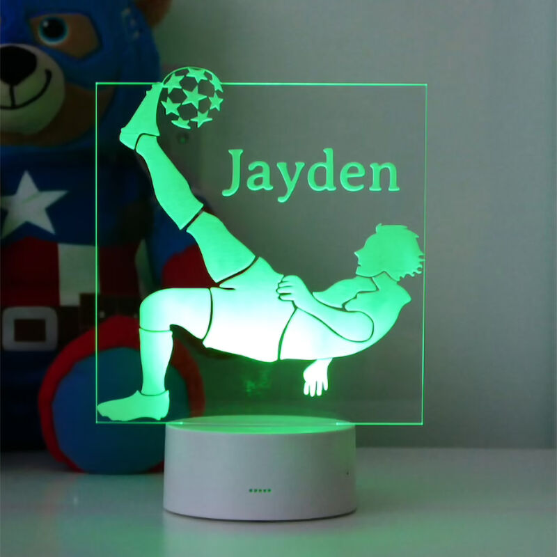 Personalized Acrylic Plaque Lamp Bicycle Kick Pattern Great Gift for Football Lover