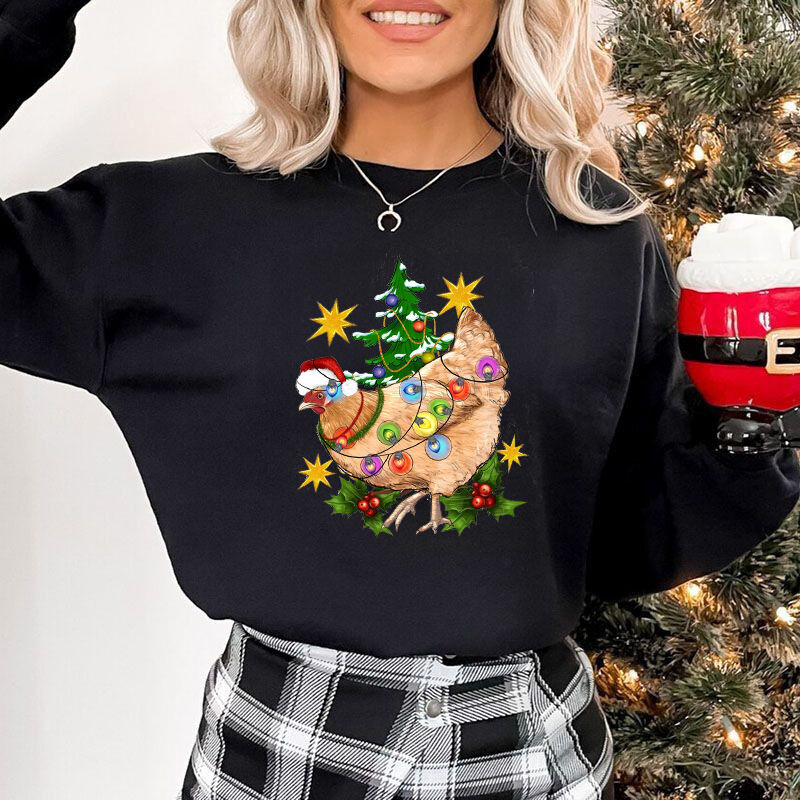 Interesting Sweatshirt with Fowl Pattern Amazing Gift for Christmas
