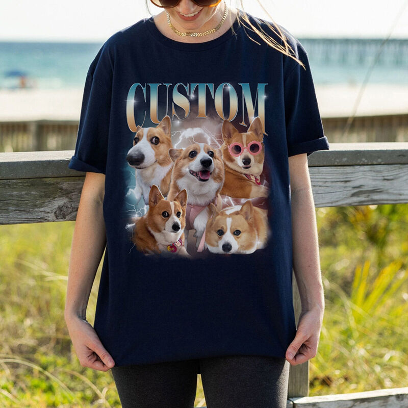 Personalized T-shirt with Custom Photos Retro Style Vintage Design for Pet Lovers