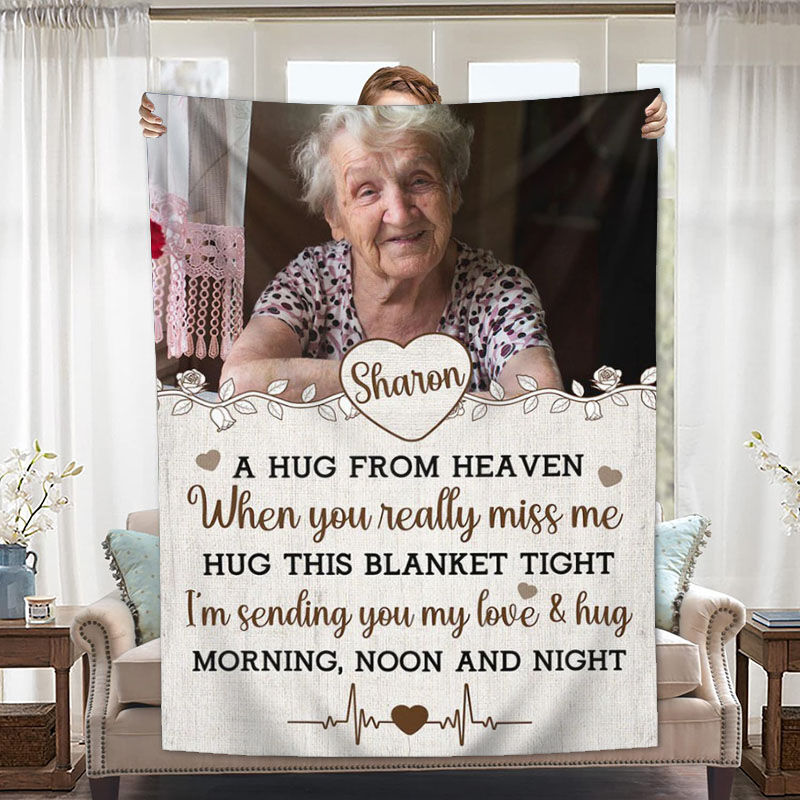 Personalized Picture Blanket Exquisite Present for Family "I'm Sending You My Love"
