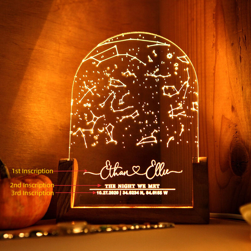 Personalized Star Map Acrylic Lamp Warm Valentine's Day Gift