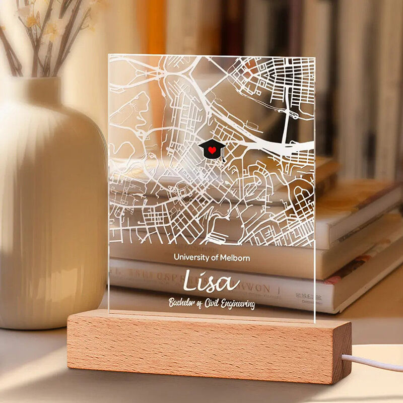 Personalized Map Night Light Creative Gift for Graduation