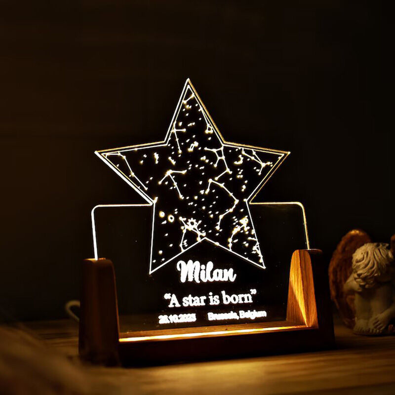 Personalized Star Map Night Light Unique Shaped Best Gift for Birthday