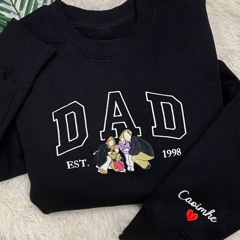 Personalisiertes Sweatshirt gestickt Papa mit benutzerdefinierten Foto-Design Perfektes Geschenk für den Vatertag