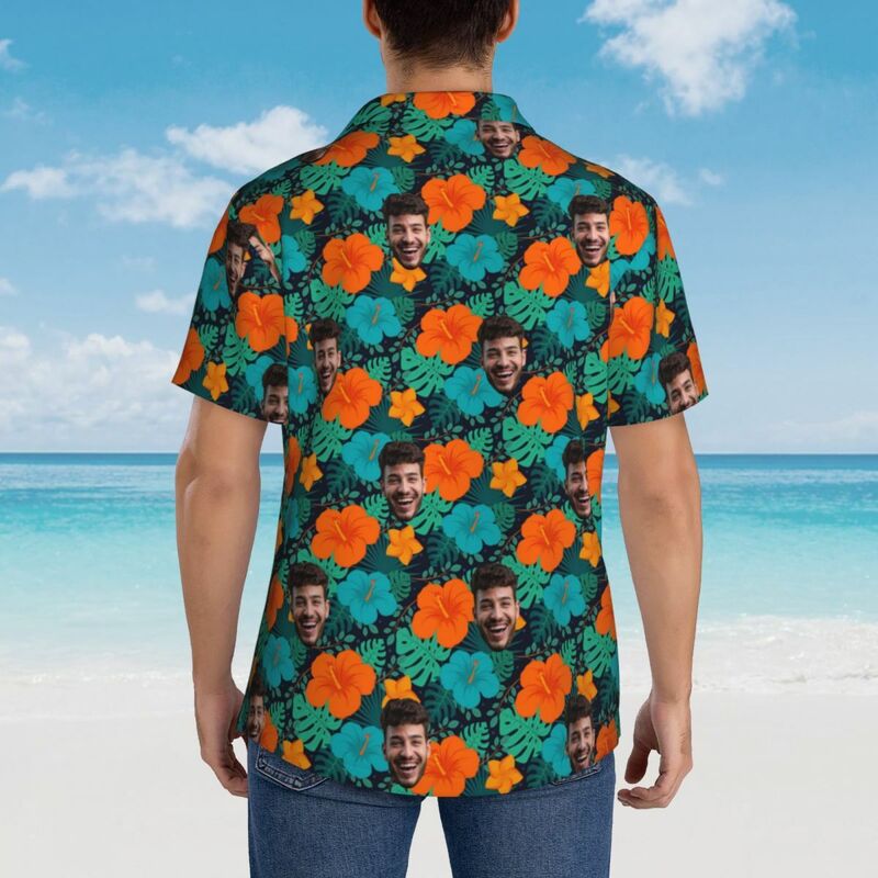 Camisa Hawaiana Personalizada Cara Foto Hawaii Vibe Perfet Regalo para Usted