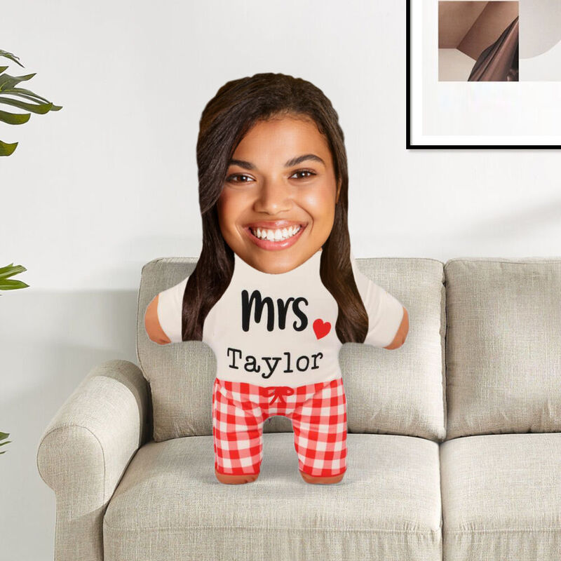 Coussin personnalisé pour le visage Ajouter le nom de la femme Coussin photo Cadeau de la Saint-Valentin pour elle