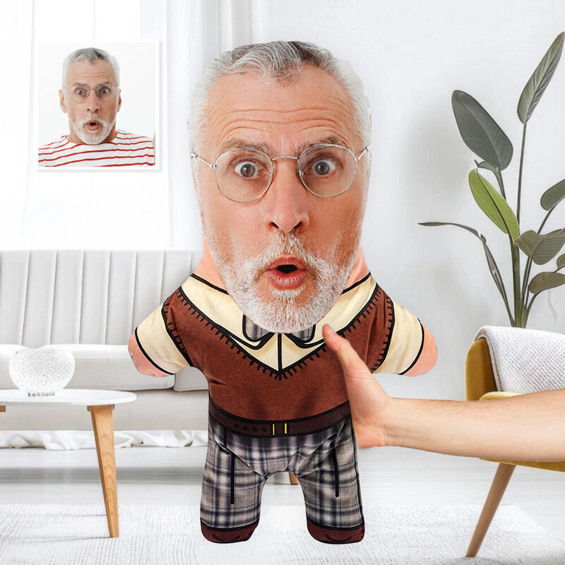 Aangepast gezichtskussen Gentleman's Outfit Idee Fotokussen Cadeau voor opa